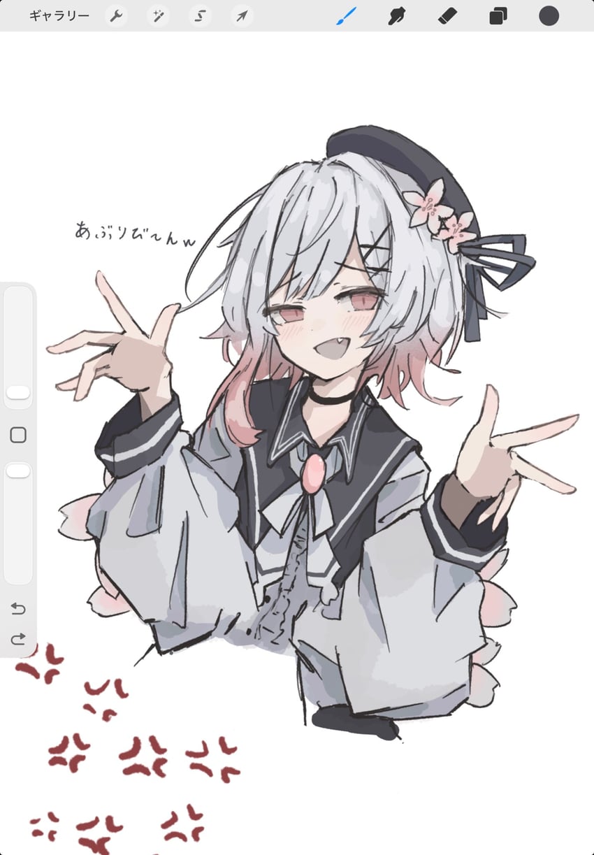 魔法少女的小镇审判、樱庭绘麻 1名女孩 :D 青筋 画框中的绘图软件 贝雷帽