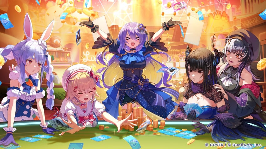 Hololive、Hololive Dreams、Hololive英语 5名女孩 赌场 硬币 金币 室内