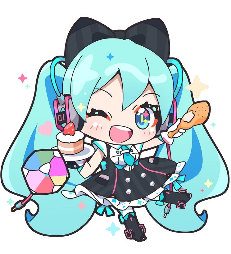 魔法未来(Vocaloid)、VOCALOID、初音未来 1名女孩 :D 微笑 黑色靴子 黑色蝴蝶结
