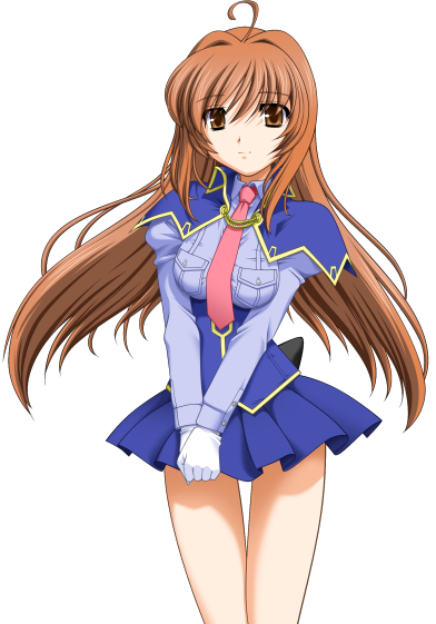 魔法战士 (系列)、mahou senshi symphonic knights、yurise ririna 1名女孩 2000年代风格 呆毛 蓝裙子 乳房