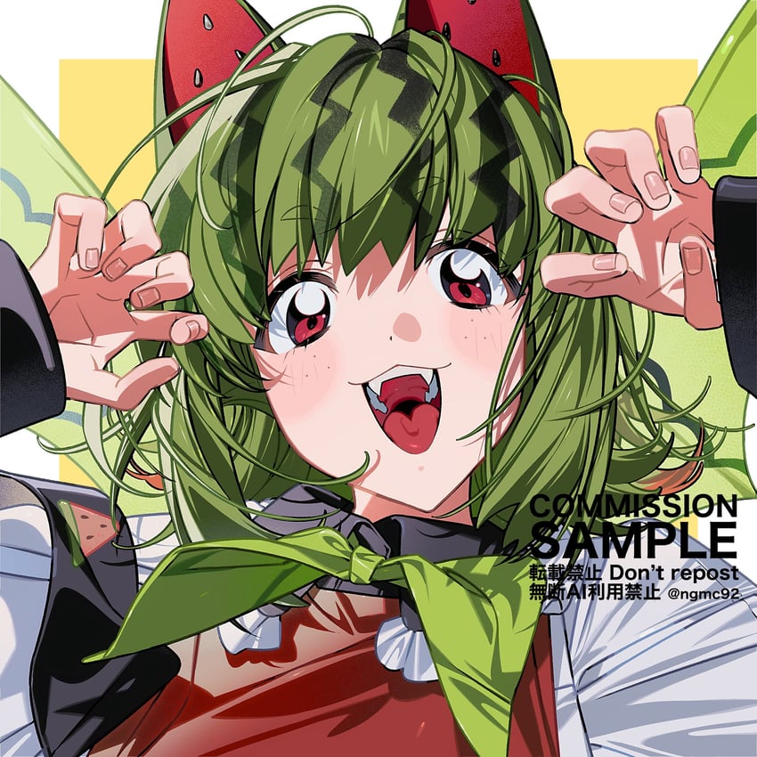 原创 1名女孩 猫脸笑 兽耳 赛璐珞上色 黑领