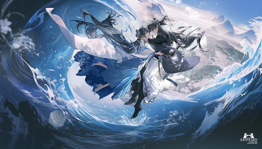 原创 1名男孩 1名女孩 黑发 黑衬衫 黑鞋
