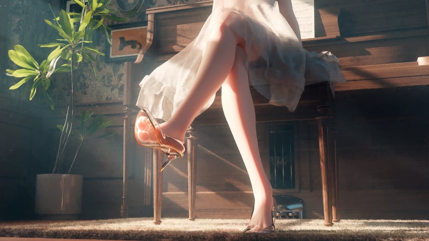 原创 1名女孩 交叉腿 连衣裙 脚 脚部特写