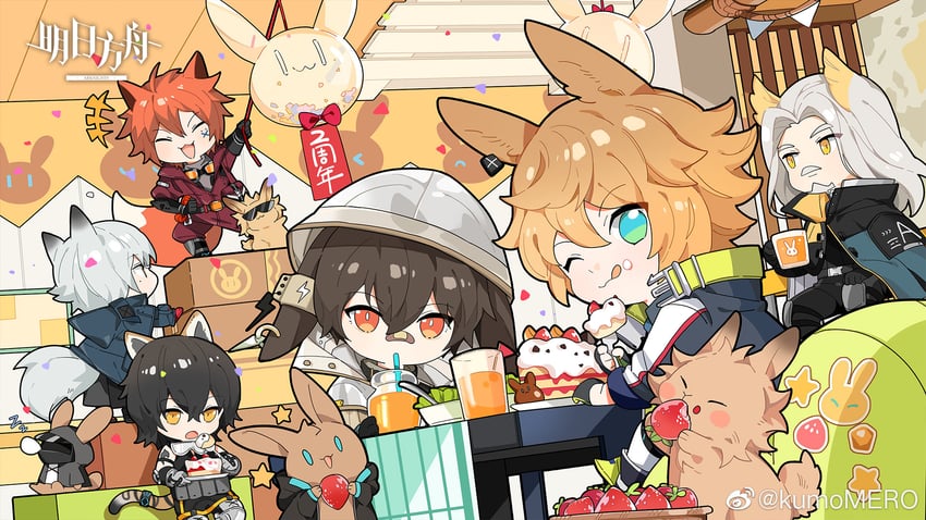 明日方舟、阿米娅 (明日方舟)、奥斯塔 (明日方舟) 6个以上男孩 猫脸笑 :D 兽耳 周年纪念