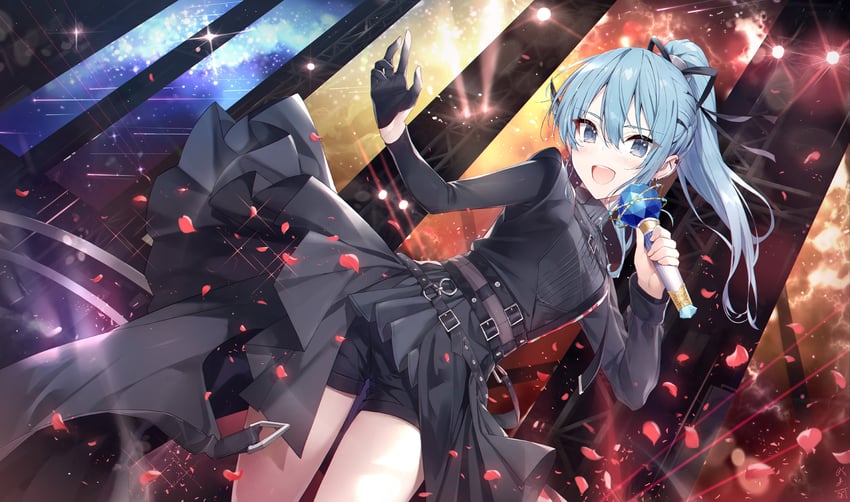 Hololive、星街彗星、星街彗星 (Shout in Crisis) 1名女孩 :D 不对称袖子 黑色丝带 黑衬衫