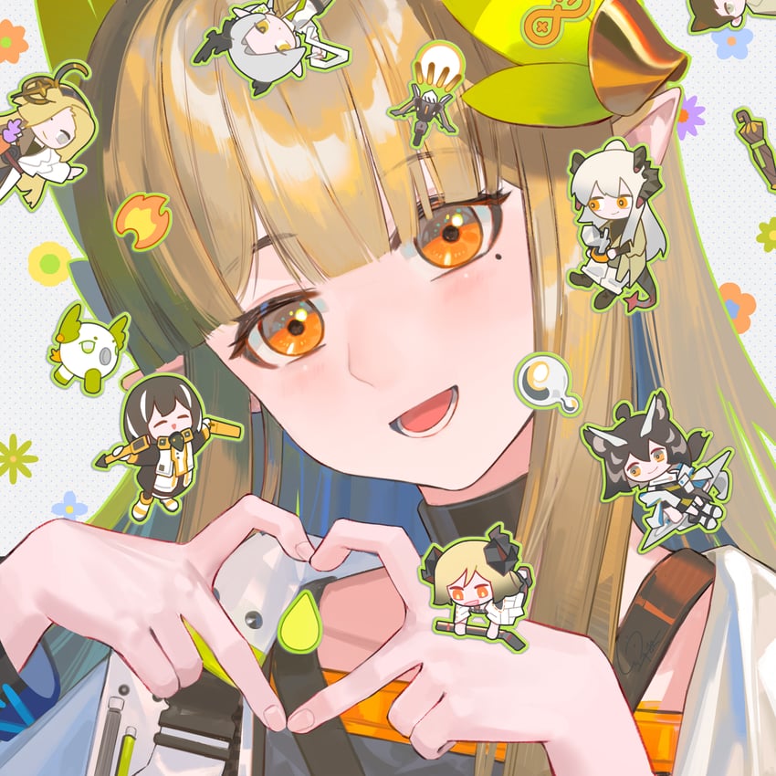 明日方舟、麦哲伦 (明日方舟)、缪尔赛思 (明日方舟) 6个以上女孩 作者名 黑衬衫 金发 蓝色背景