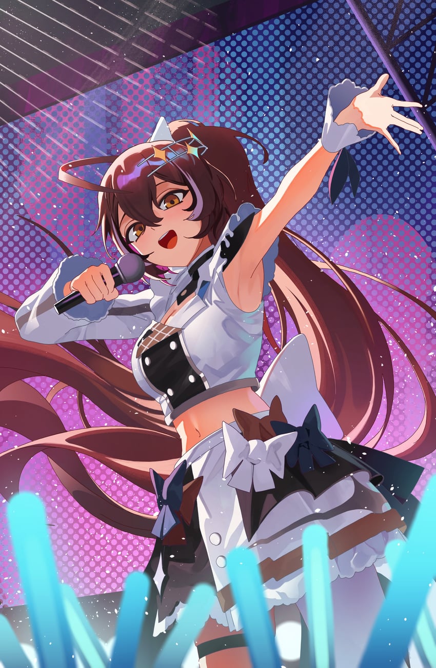 Hololive、Hololive英语、七诗无名 1名女孩 :D 呆毛 腋下 黑条纹/黑挑染