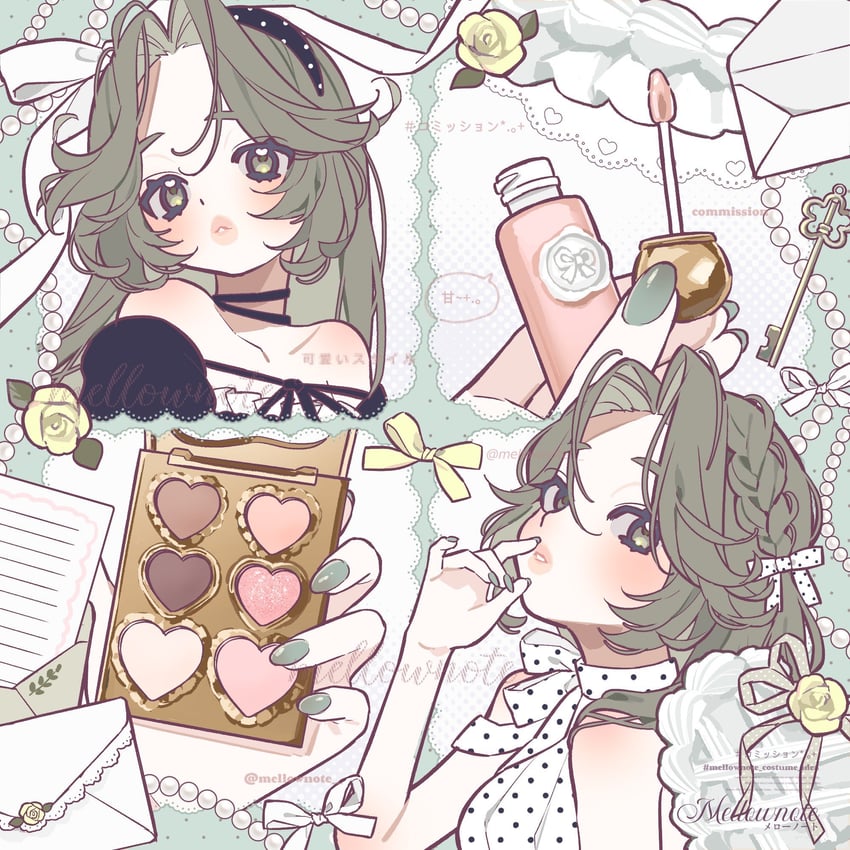原创 1名女孩 黑衬衫 脸红 身体红晕 辫子