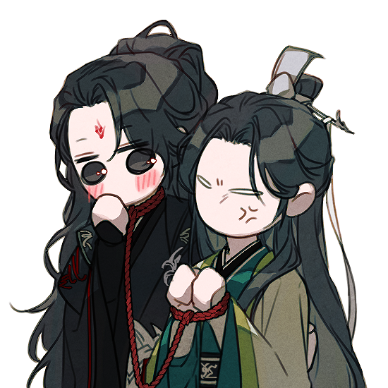 人渣反派自救系统、洛冰河、沈清秋 2个男孩 青筋 黑发 黑色汉服 空洞的眼神