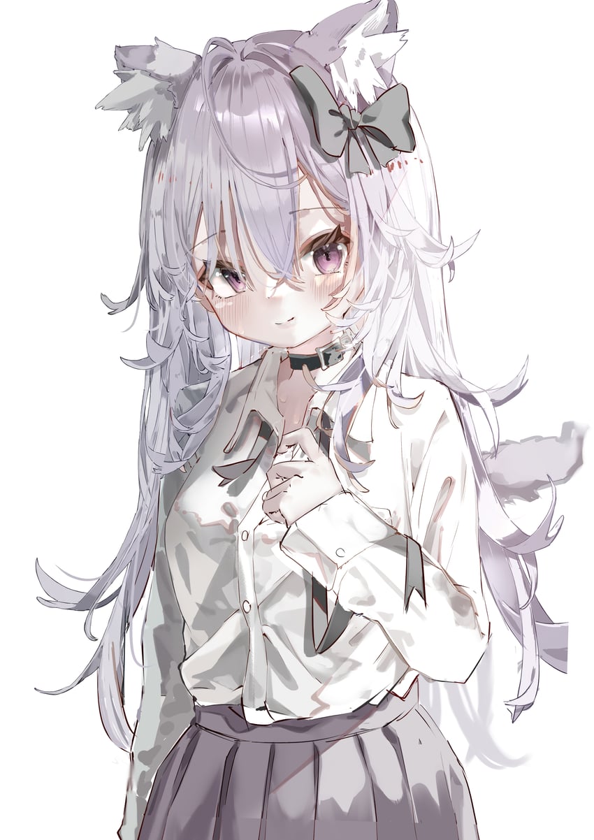 原创 1名女孩 兽耳 黑色蝴蝶结 黑色裙子 蝴蝶结