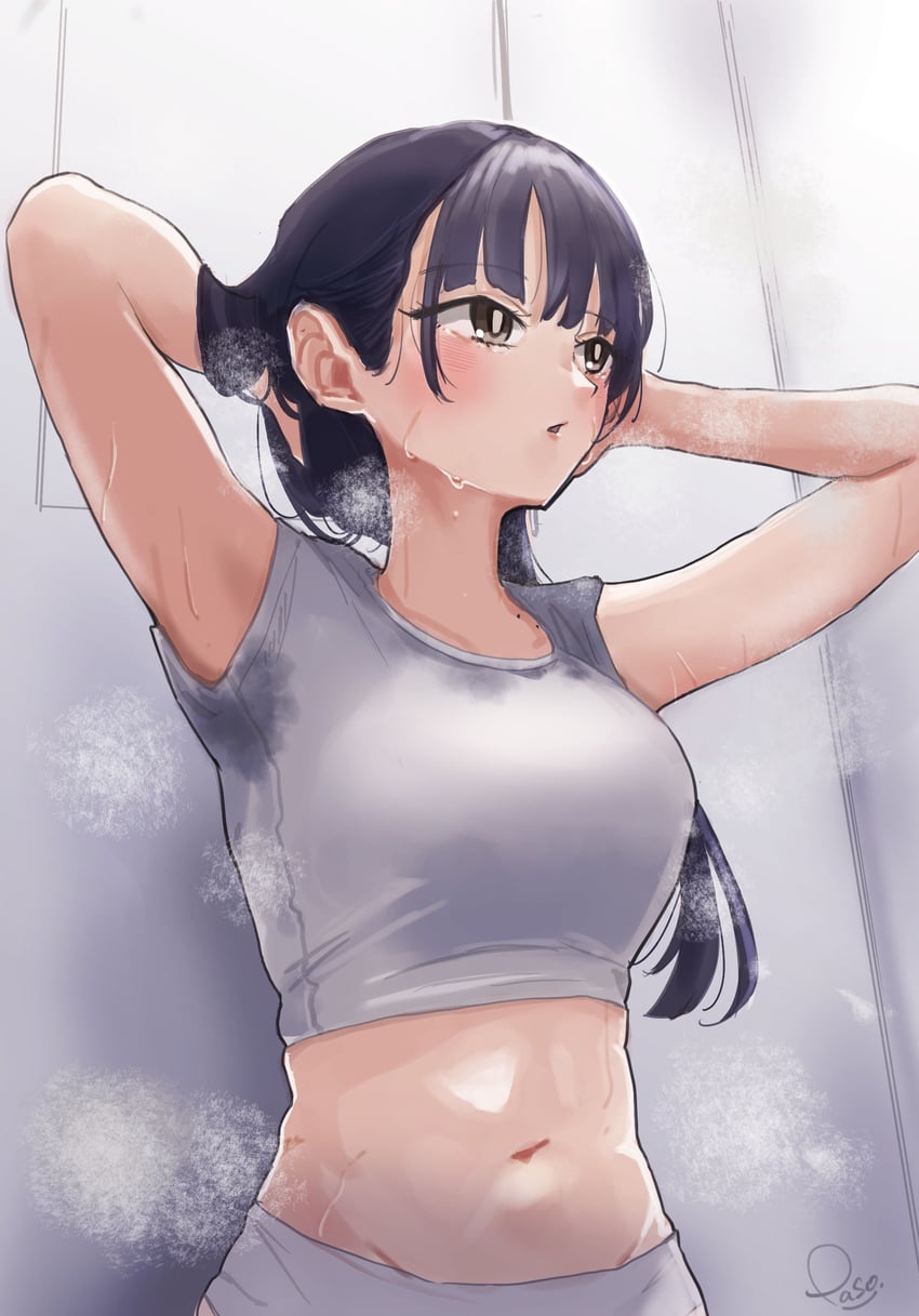 我心里危险的东西、山田杏奈 1名女孩 举起双手 乳房 露脐短衫 手插入自己头发中
