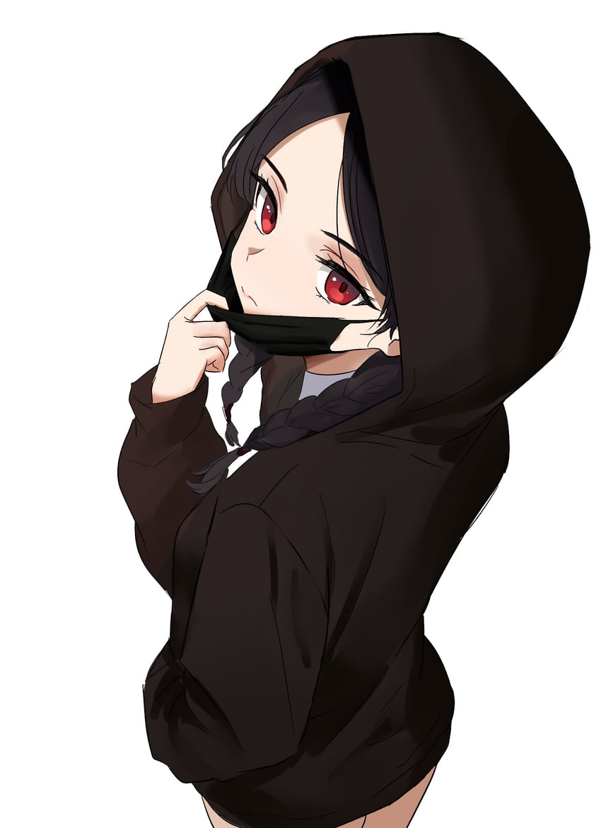 Fate/Grand Order、Fate系列、无名暗杀者 (Fate) 1名女孩 黑发 黑色卫衣 辫子 乳房