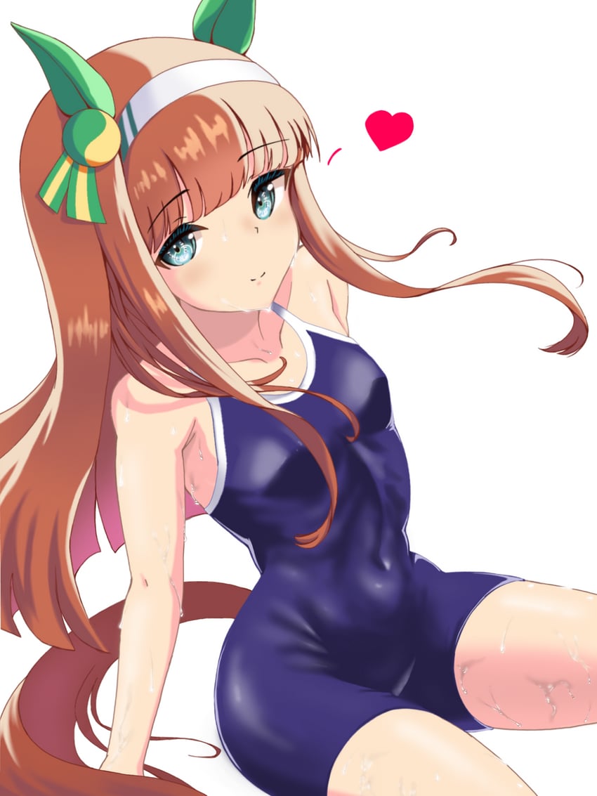 赛马娘、无声铃鹿 (赛马娘) 1名女孩 兽耳 水色瞳 手臂支撑 双手背在身后