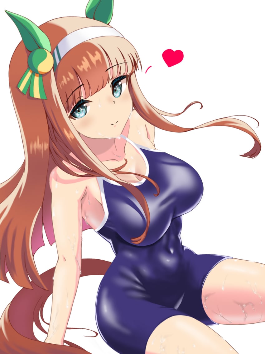 赛马娘、无声铃鹿 (赛马娘) 1名女孩 异形乳量 (大) 兽耳 水色瞳 手臂支撑
