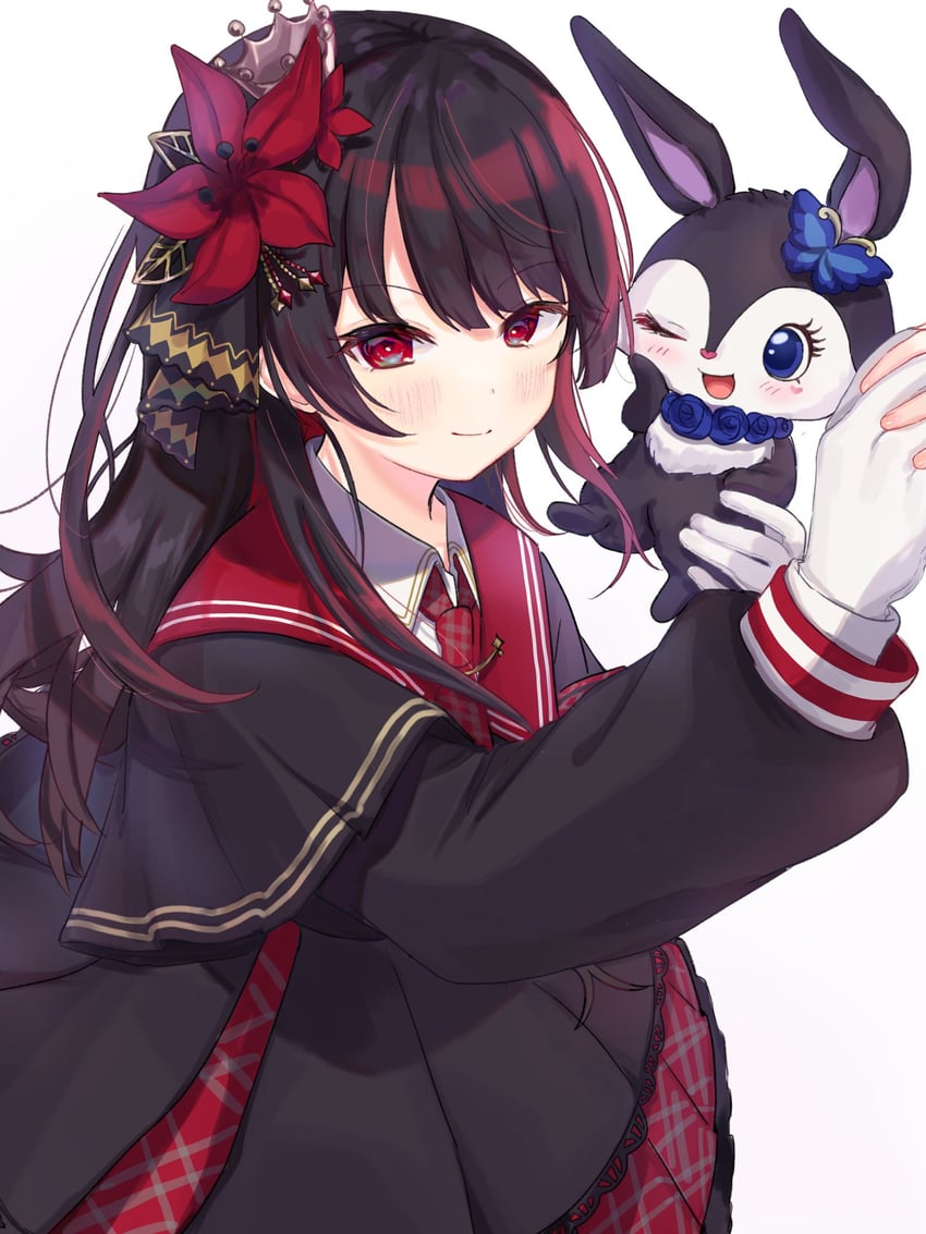 宝石宠物 (系列)、宝石宠物 Twinkle、魔法少女的小镇审判 黑发 黑色裙子 有领衬衫 皇冠 花
