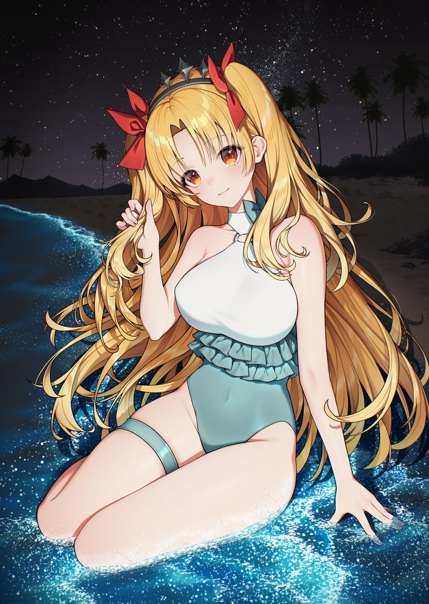 Fate/Grand Order、Fate系列、艾蕾什基伽尔 (Fate) 1名女孩 裸臂 裸腿 露肩 海滩