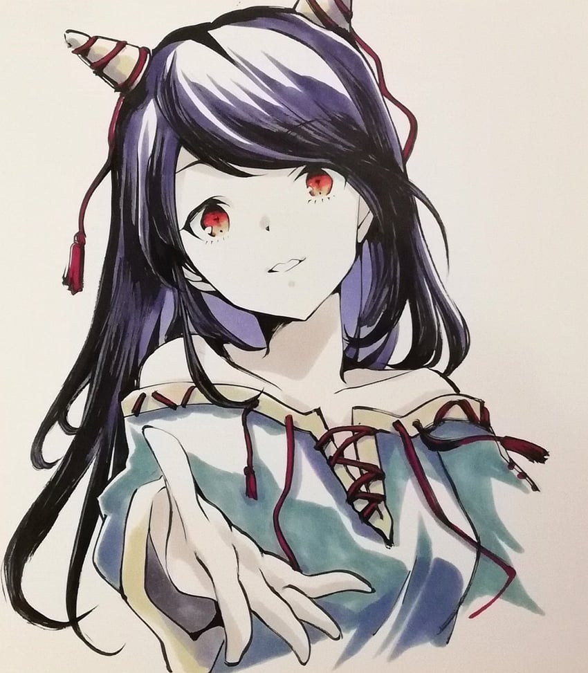 东方Project、日白残梦 1名女孩 露肩 黑发 锁骨 绿衬衫