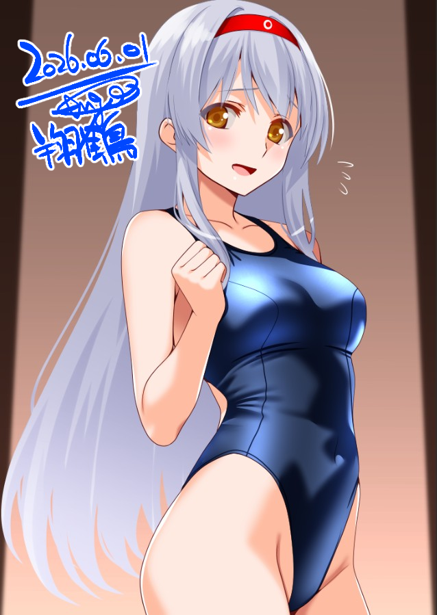 舰队Collection、翔鹤 (舰队Collection) 1名女孩 脸红 乳房 棕眼睛 发带