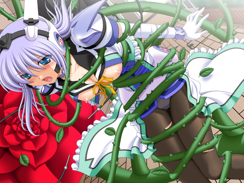 魔法战士 (系列)、mahou senshi symphonic knights、amagi nanaha 1名女孩 2000年代风格 惊讶 BDSM 黑色连裤袜