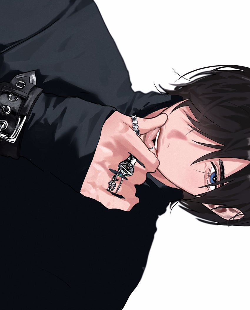 原创 1名男孩 卧蚕 腰带 黑色皮带 黑发