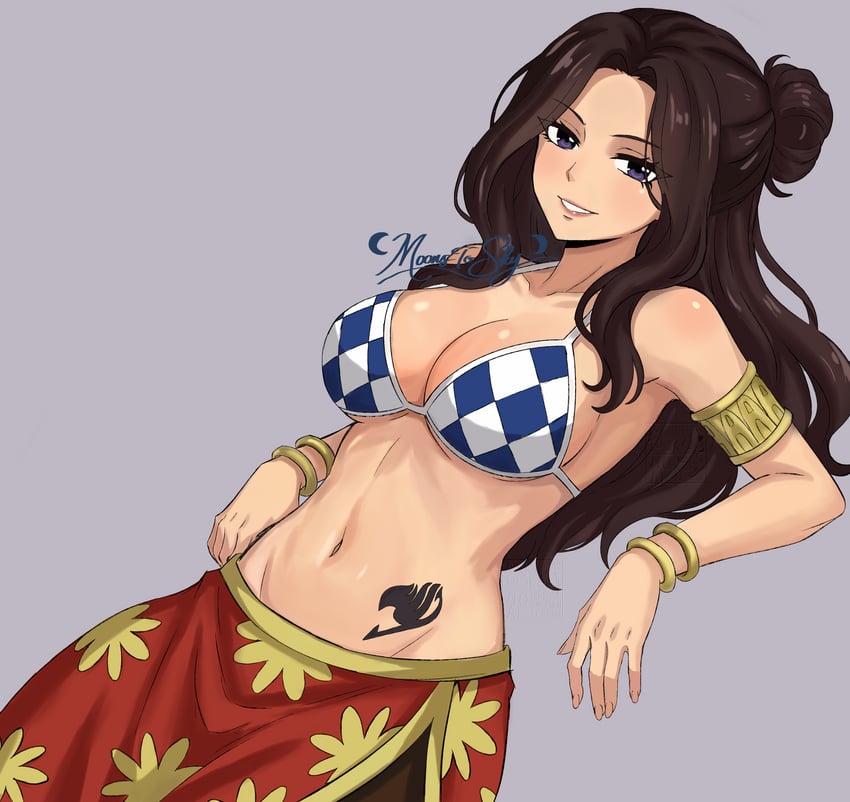 妖精的尾巴、卡娜·阿鲁佩洛娜 1名女孩 臂环 露肩 比基尼 蓝色比基尼