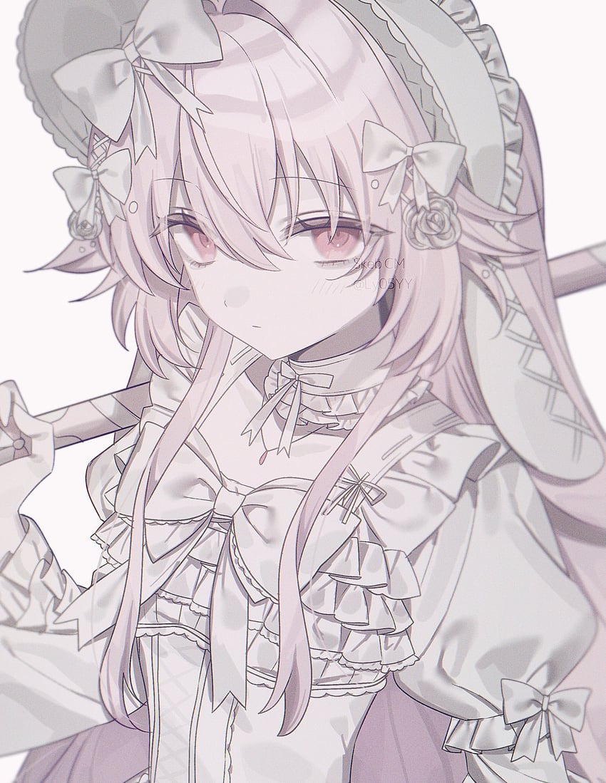 原创 1名女孩 兽耳 项圈 连衣裙 无表情