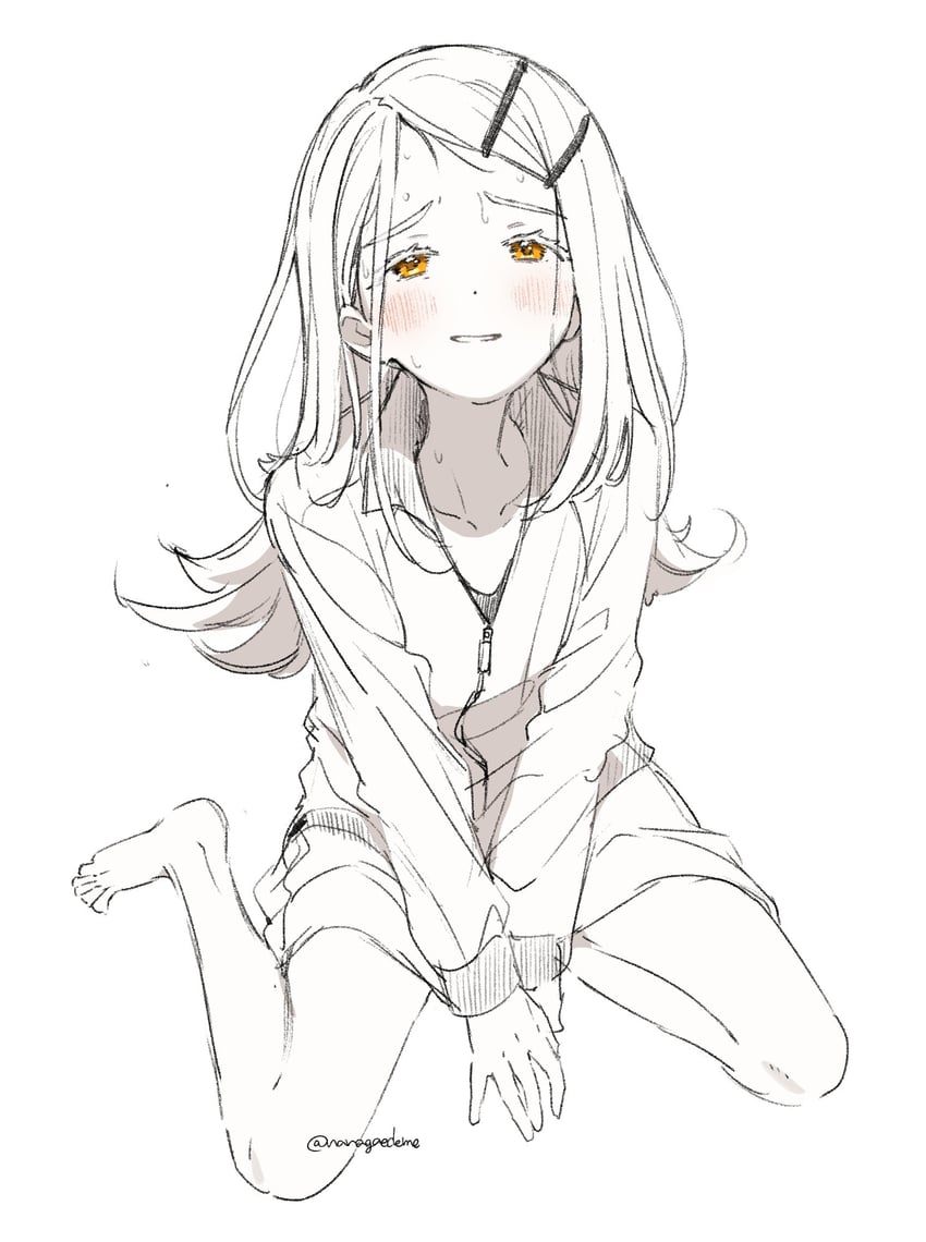 学园偶像大师、偶像大师、篠泽广 1名女孩 赤脚 腿间 翘发 全身