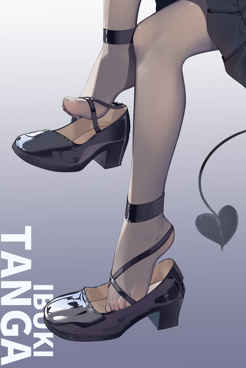 蔚蓝档案、伊吹 (碧蓝档案)、伊吹 (礼服) (蔚蓝档案) 1名女孩 踝带 黑色脚环 黑色连裤袜 黑鞋