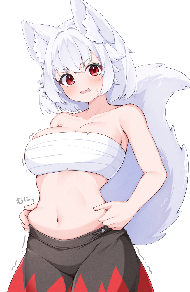 东方Project、犬走椛 1名女孩 兽耳 脸红 乳房 裹胸布