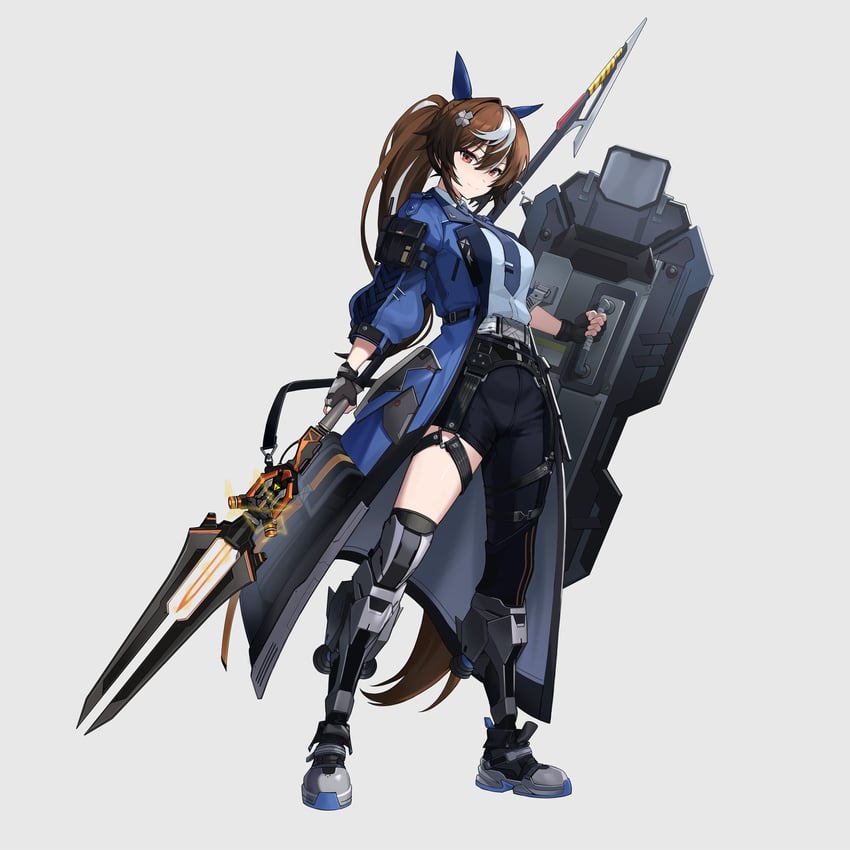 原创 黑色手套 黑色过膝袜 蓝色大衣 蓝色领带 蓝色衬衫