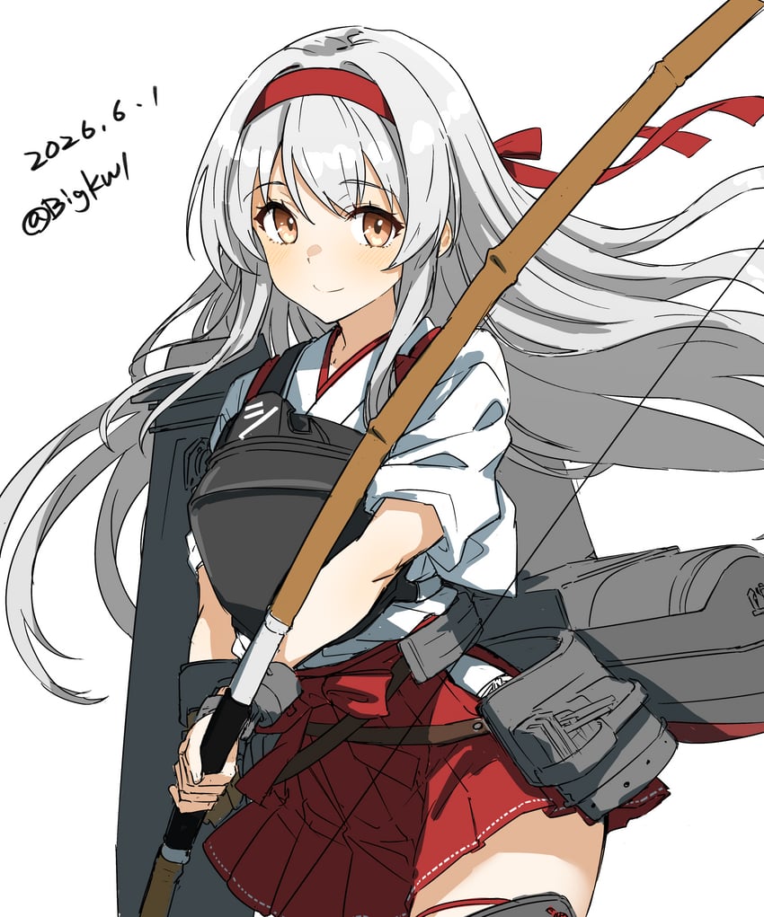 舰队Collection、翔鹤 (舰队Collection) 1名女孩 脸红 弓（武器） 闭嘴 牛仔镜头