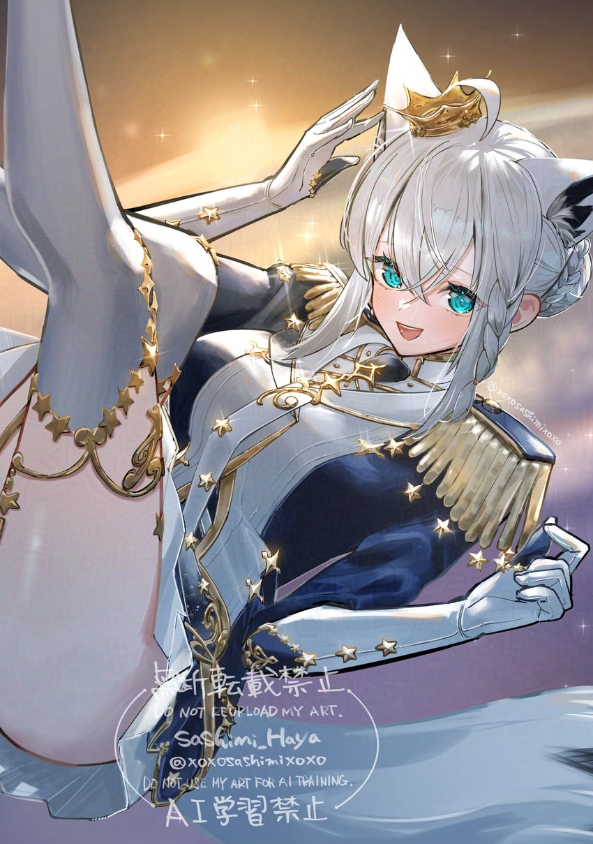 Hololive、白上吹雪 1名女孩 :D 兽耳毛 兽耳 蓝眼