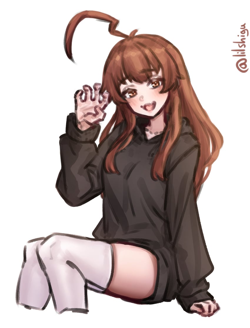 舰队Collection、球磨 (舰队收藏) 1名女孩 呆毛 替换服装 黑色连衣裙 黑色毛衣