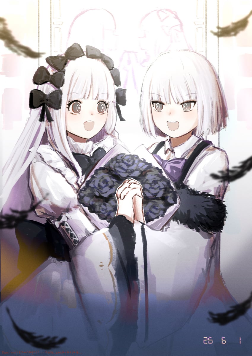 Fate/strange Fake、Fate系列、弗兰切斯卡·普雷拉蒂 (Fate) 1名男孩 1名女孩 替换服装 黑色蝴蝶结 黑瞳