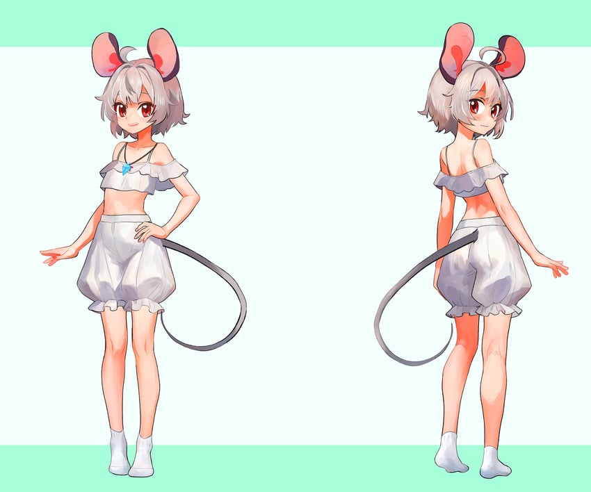 东方Project、纳兹琳 1名女孩 呆毛 替换服装 兽耳 屁股