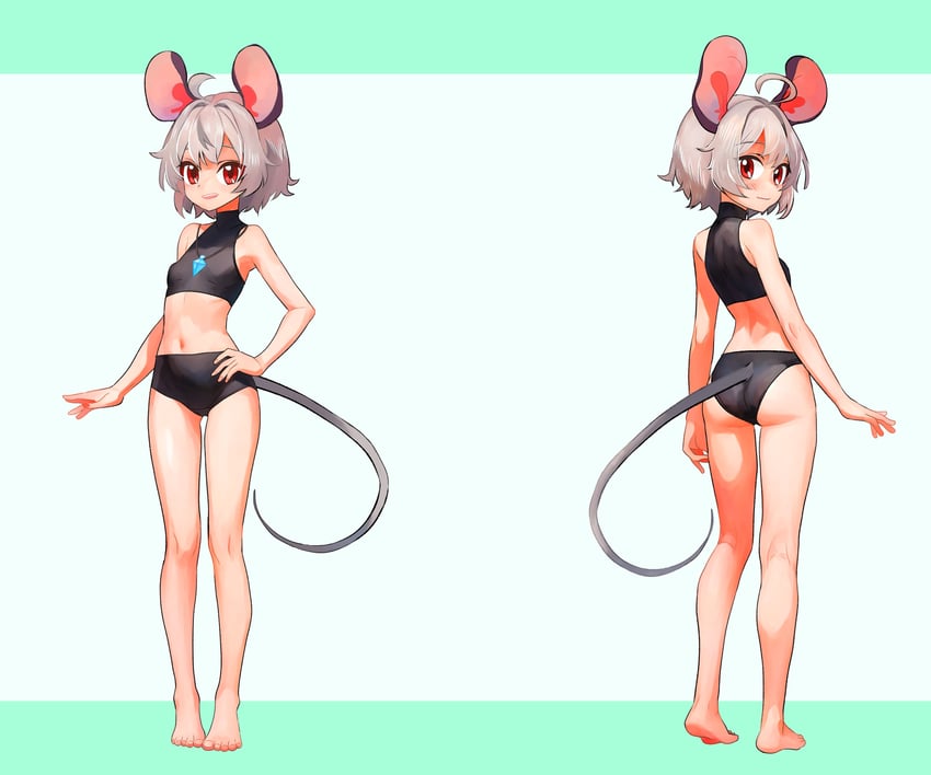 东方Project、纳兹琳 1名女孩 呆毛 替换服装 兽耳 屁股