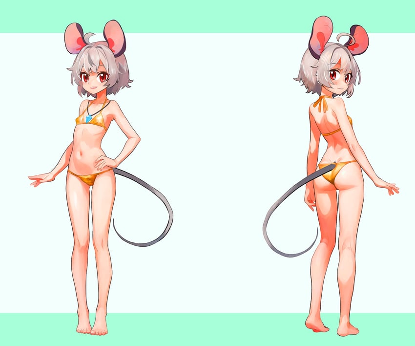 东方Project、纳兹琳 1名女孩 呆毛 替换服装 兽耳 屁股
