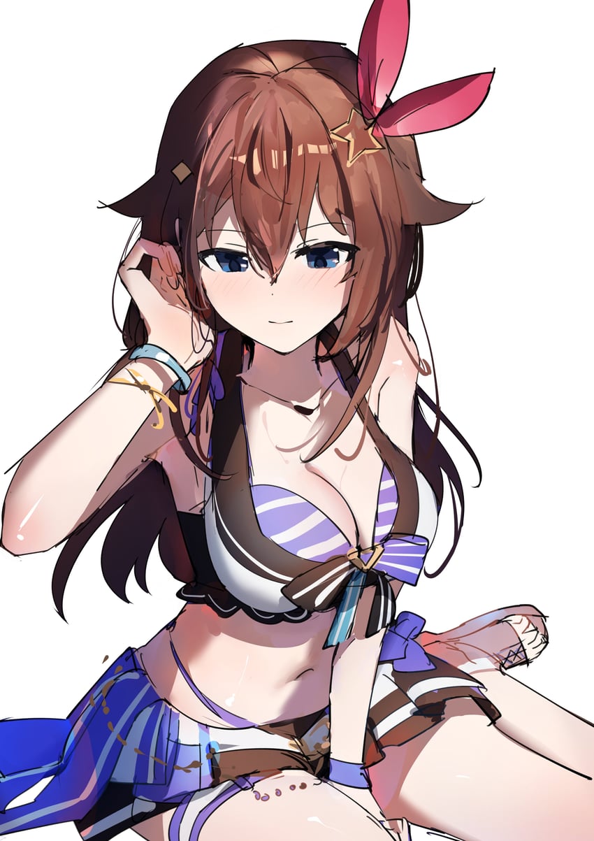 Hololive、时乃空 1名女孩 比基尼 蓝色比基尼 蓝裙子 乳房