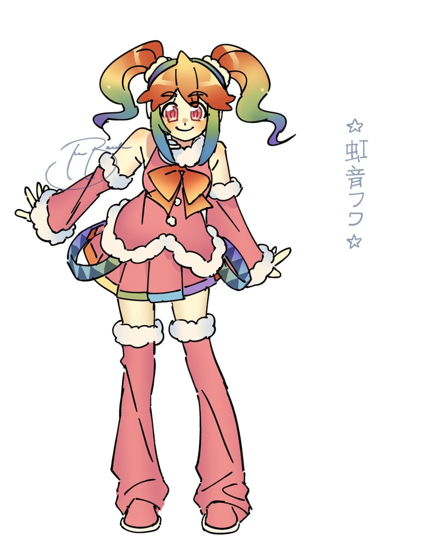 UTAU、nijine fuwa 1名女孩 露肩 靴子 蝴蝶结 闭嘴