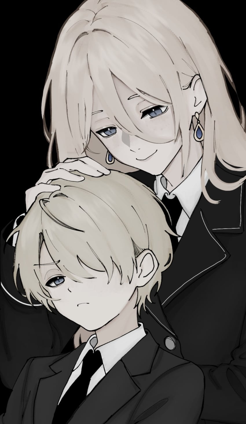 原创、heinrich (slavcorpz)、ingrid (slavcorpz) 1名男孩 1名女孩 年龄差 黑色背景 金发