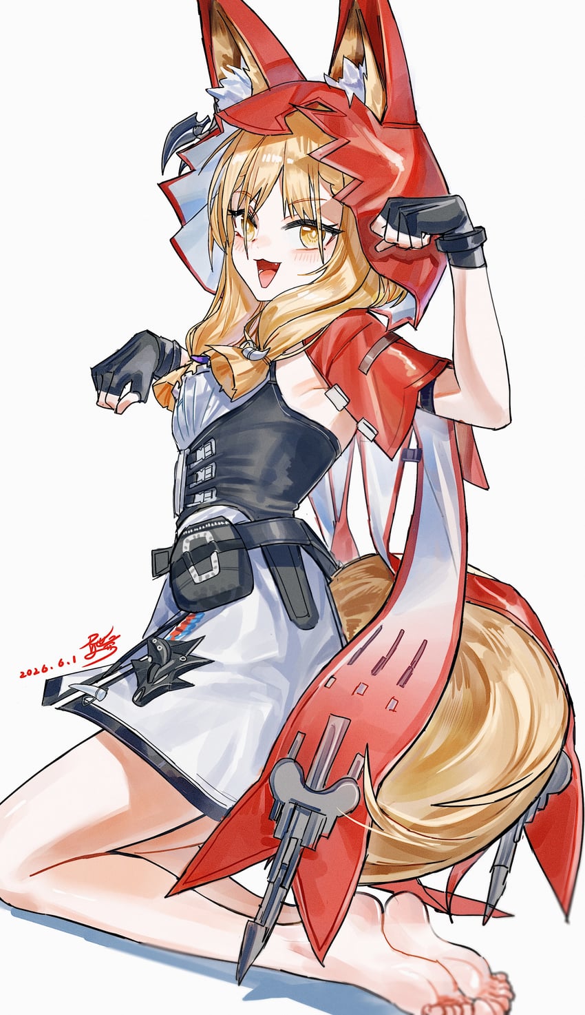 明日方舟、明日方舟：终末地、罗斯 (明日方舟) 1名女孩 :D 兽耳毛 兽耳 裸腿