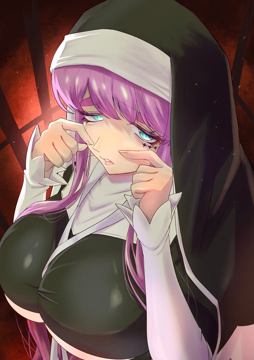 憧憬成为魔法少女、巨人姐妹 1名女孩 乳沟 黑色连衣裙 蓝眼 乳房