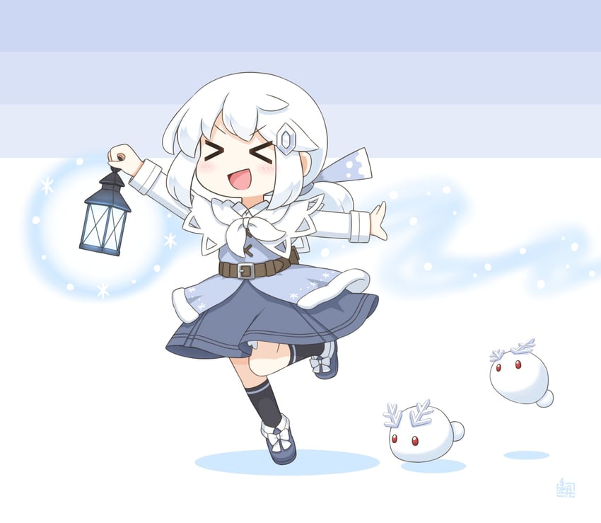 原创、露米里卡 (北川水月) 闭眼挤眼 腰带 黑袜 蓝色夹克 蓝色鞋子