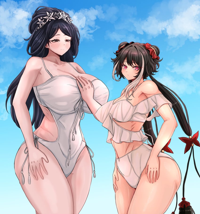 边狱公司、Project Moon、贾惜春 (Project Moon) 2名女孩 黑发 脸红 棕眼睛 发髻