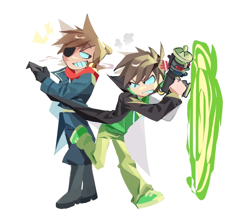 爱德的世界、Edd (艾德世界)、未来艾德 (Eddsworld) 2个男孩 青筋 生气 呆毛 胡茬