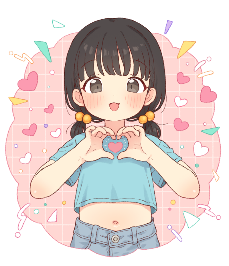 原创、双马尾女孩 (onyhakase) :D 黑瞳 黑发 脸红 牛仔布