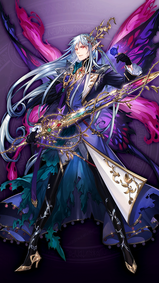 格林笔记、chaos oberon (grimms notes) 1名男孩 铠甲 黑色靴子 黑色手套 蓝花