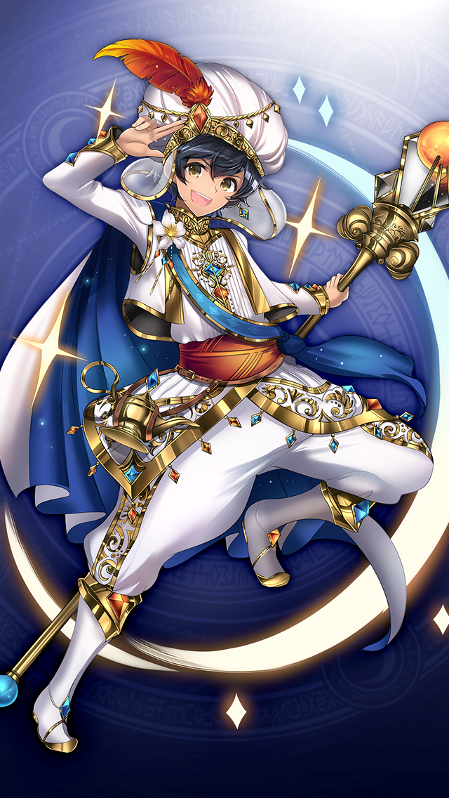 格林笔记、阿拉丁 (格林笔记)、aladdin (koutei) (grimms notes) 1名男孩 阿拉伯服饰 黑发 蓝色背景 渐变背景