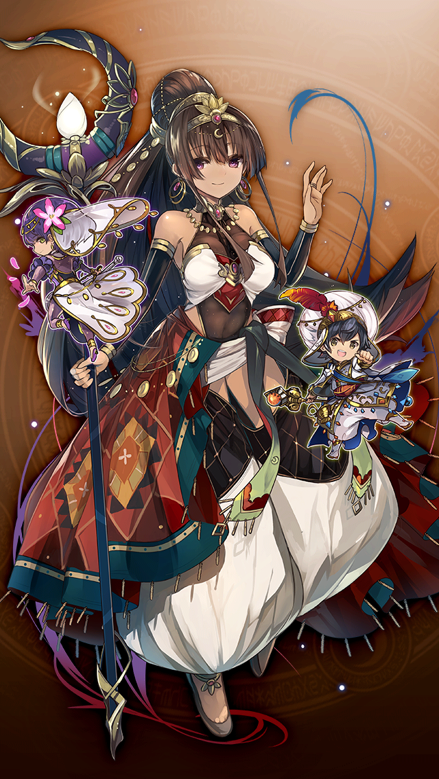 格林笔记、阿拉丁 (格林笔记)、aladdin (koutei) (grimms notes) 1名男孩 2名女孩 乳房 棕色背景 棕色鞋子