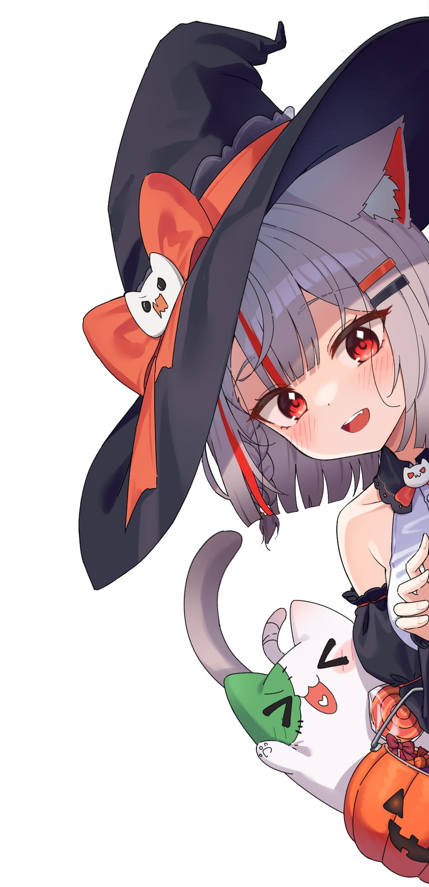 Stellive、麻吕 (真白宁宁子)、真白音音子 1名女孩 兽耳 露肩 猫耳 猫娘